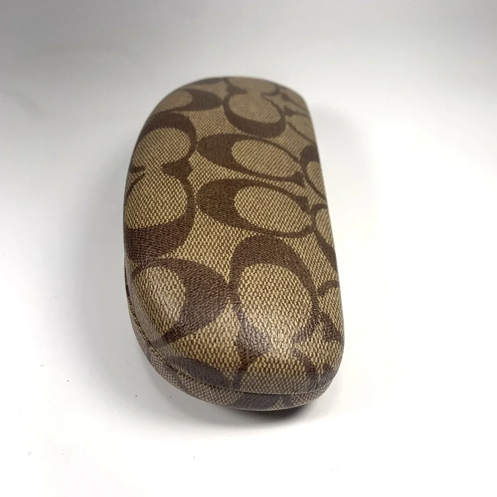 Coach Signature Monogram Sunglasses Case Brown Hard Clamshell - Case Only
